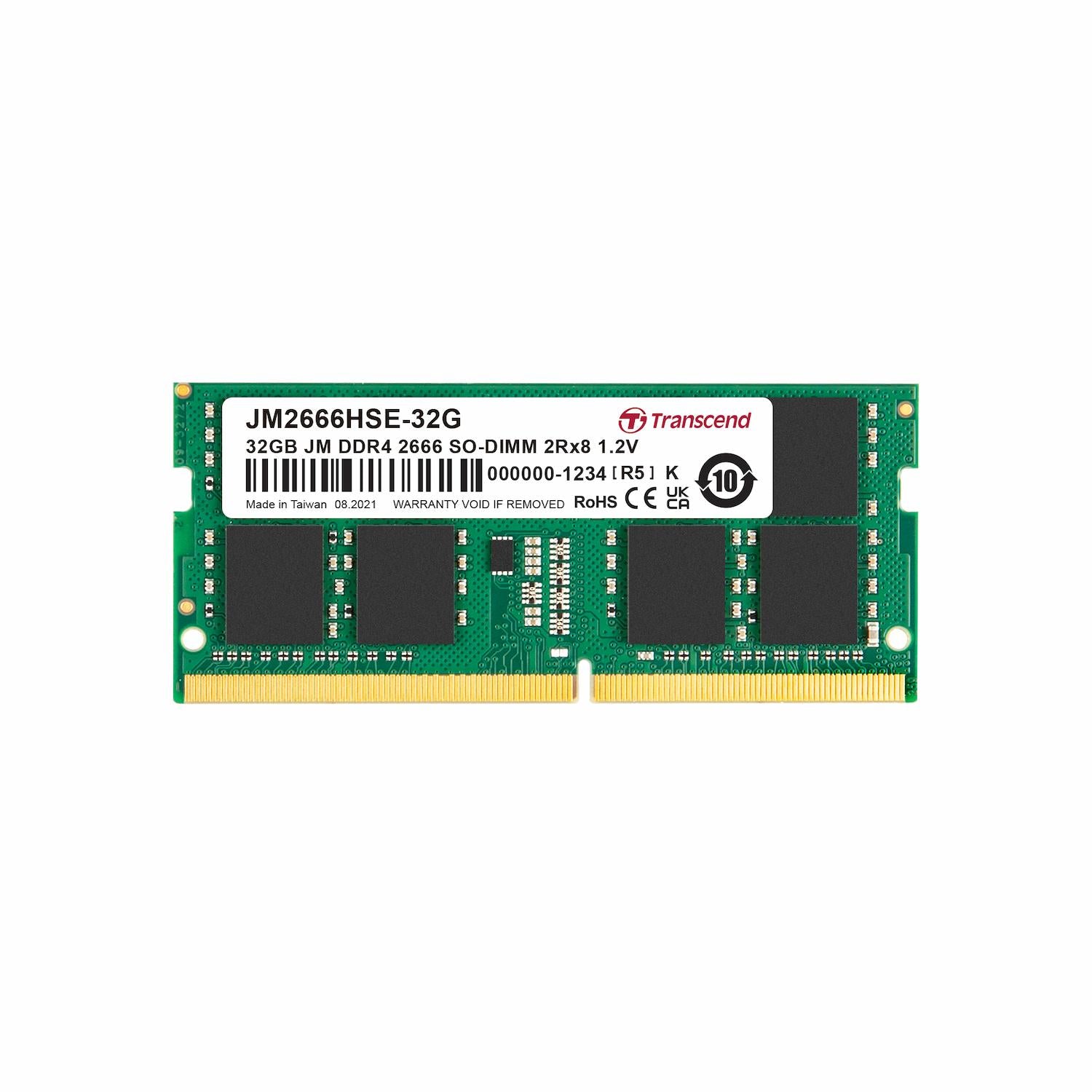 Transcend 32GB DDR4 PC4-21300 2666Mhz SO-DIMM CL19 1.2V Transcend 32GB DDR4 PC4-21300 2666Mhz SO-DIMM CL19 1.2V